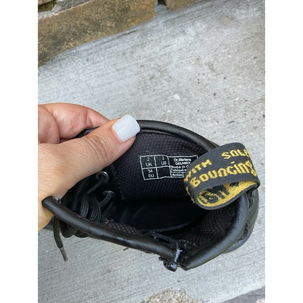 Dr. Martens Junior 1460 Boots Softy T Lace-Up Combat Black Leather Youth Size 3